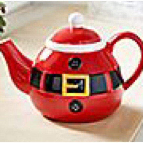 3-PIECE SANTA TEA SET & SANTA BELT/BOOTS CERAMIC SERVING STAND! - Picture 6 of 9